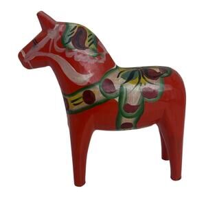 Vintage Dala Horse Nils Olsson Red 4" x 4" Sweden